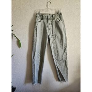 Zara Women's Light Green Straight Leg Denim Jeans-4